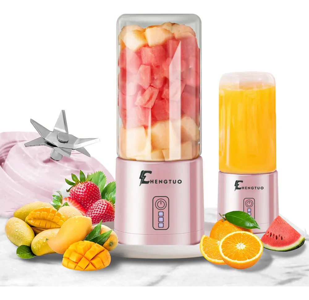 Mini Liquidificador Portátil 120W 10 Lâminas Copo de Vidro 400ml
